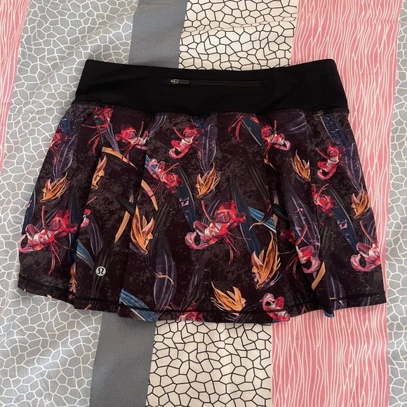 Lululemon Pace Rival Mid-Rise Skirt *Long Size 6 Veiled Floral Black Multi - Picture 5 of 11